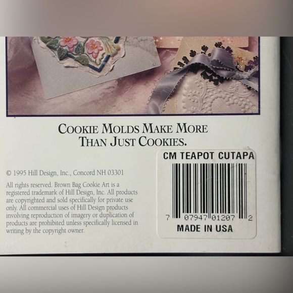 1996 Brown Bag Cookie & Craft Mold Hill Design Teapot Pattern Mold with Tags NWT - Picture 8 of 14